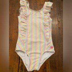 Multi Color Stripe Ruffle Butts 1pc Swim Sz 7